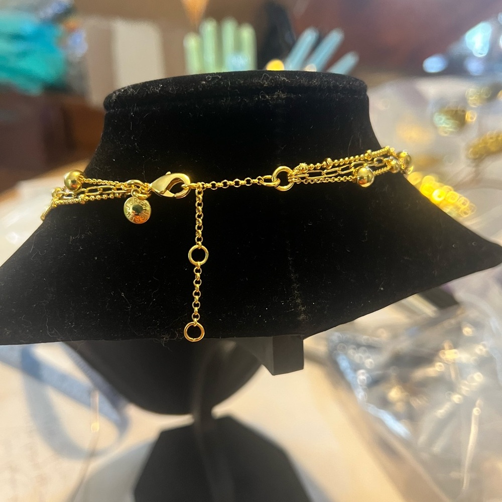 J. Crew 3 strand gold-tone chain necklace. Gold balls and long chain. - Picture 5 of 5